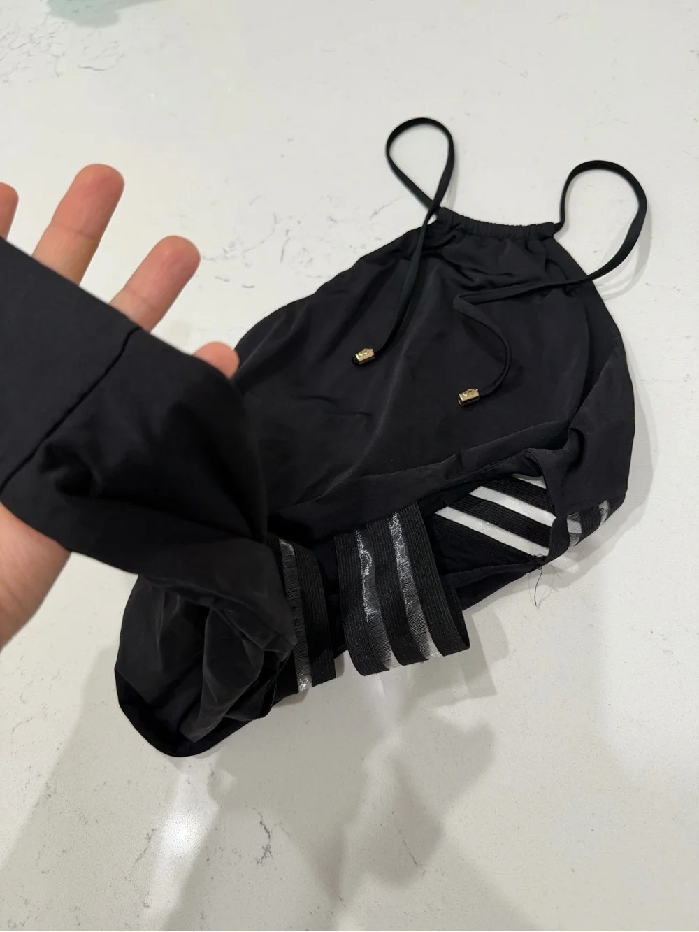 Beach Bunny Black One-Piece Swim Bodysuit with Side Strap Cutouts